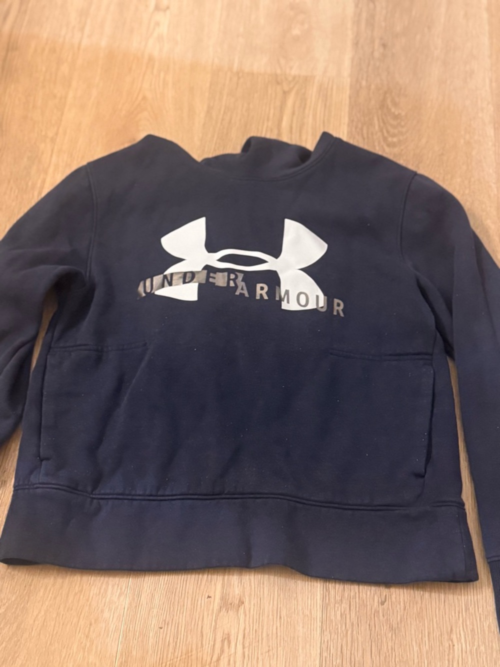 Under Armour Navy Blue Hoodie with White Logo